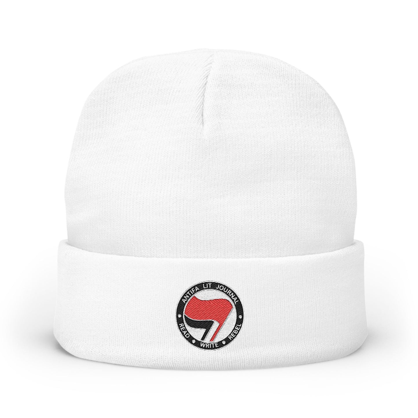 Antifa Lit Journal Embroidered Knit Beanie