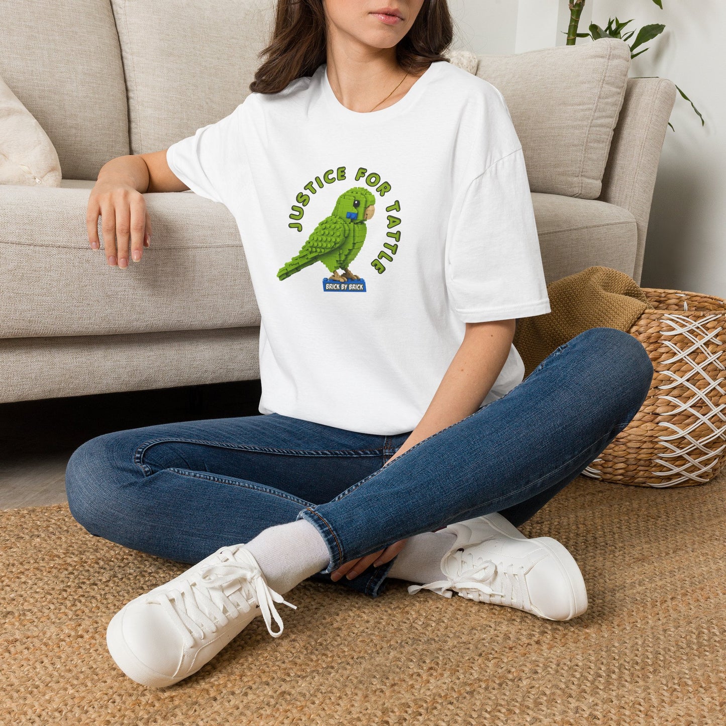 Justice for Tattle | Brick By Brick Parakeet T-Shirt | Support Small Business