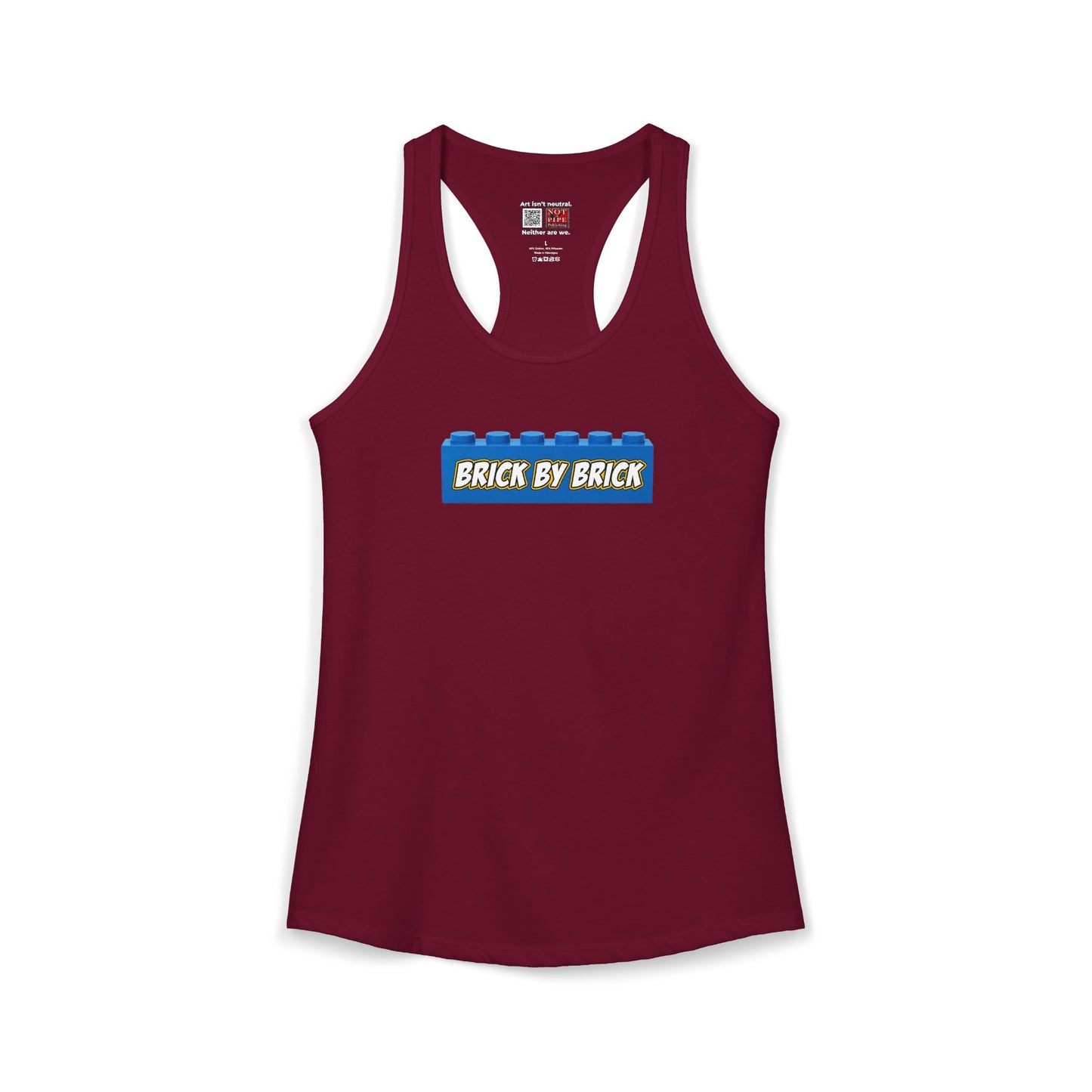 Brick By Brick Graphic Racerback Tank | Seeking Justice. Demanding Accountability.