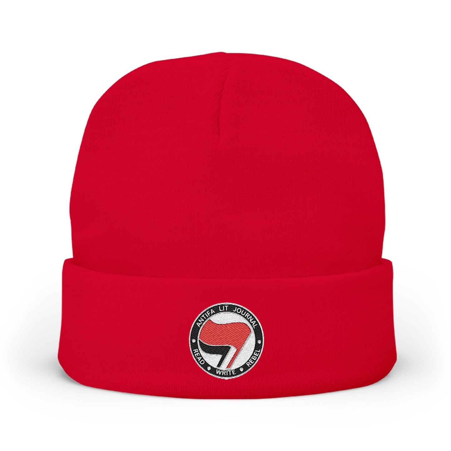 Antifa Lit Journal Embroidered Knit Beanie