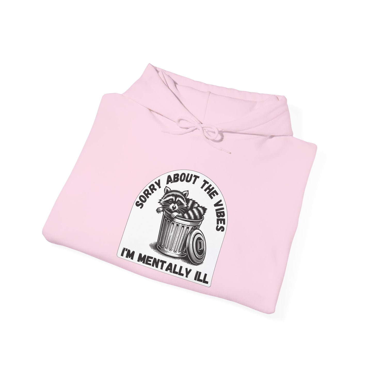 Funny Racoon Hoodie — Sorry About the Vibes, I'm Mentally Ill