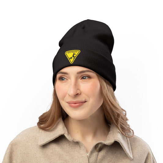 Anti-Fascist Embroidered Knit Beanie | I Bite Fascists
