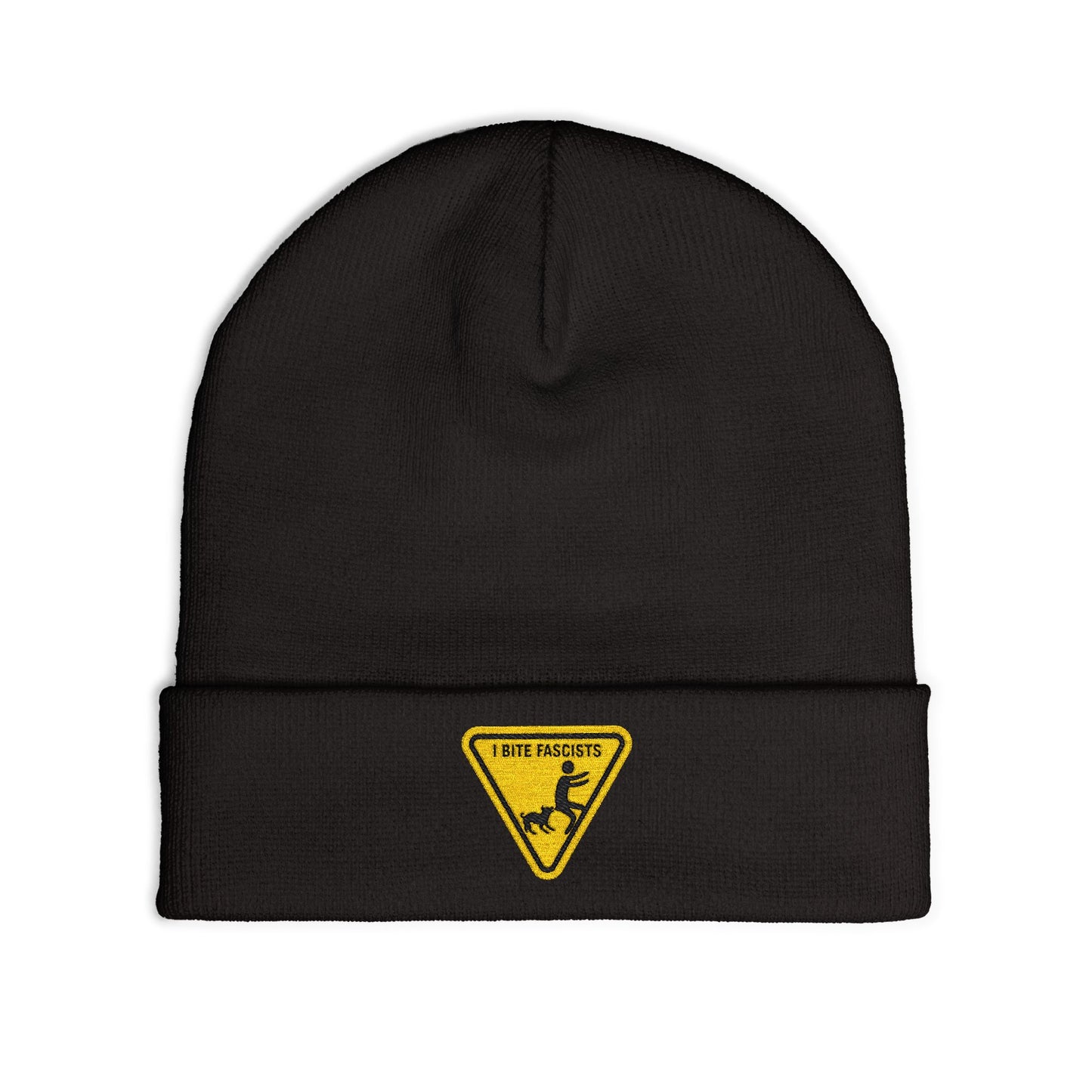 Anti-Fascist Embroidered Knit Beanie | I Bite Fascists