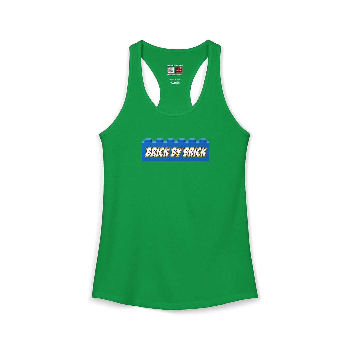 Brick By Brick Graphic Racerback Tank | Seeking Justice. Demanding Accountability.