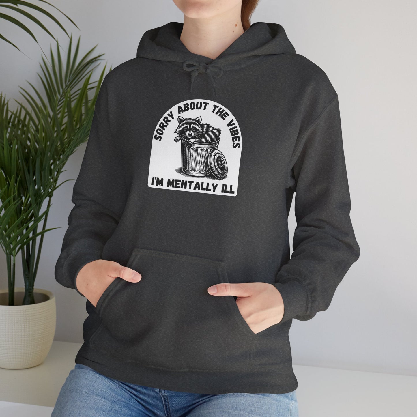 Funny Racoon Hoodie — Sorry About the Vibes, I'm Mentally Ill