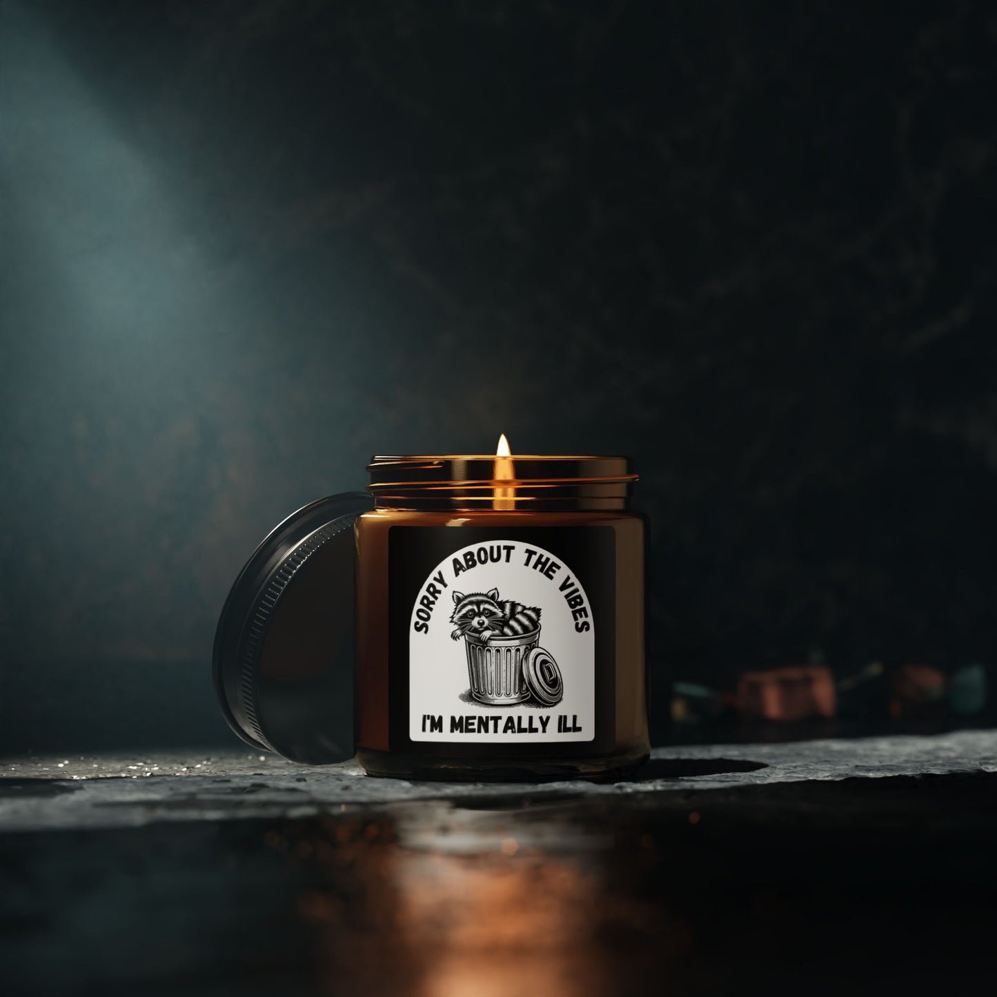 Funny Racoon Scented Soy Candle — Sorry About the Vibes I’m Mentally Ill