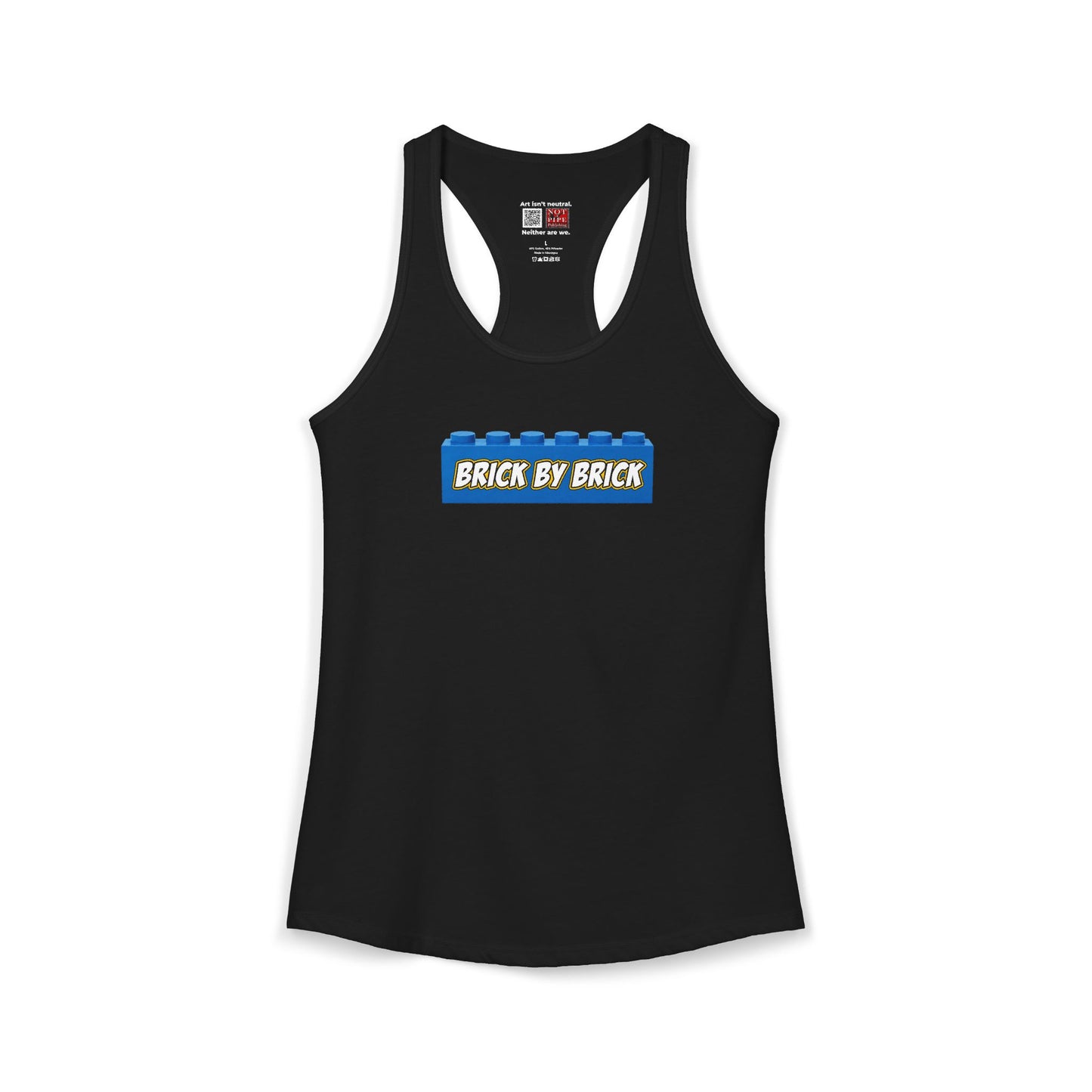 Brick By Brick Graphic Racerback Tank | Seeking Justice. Demanding Accountability.