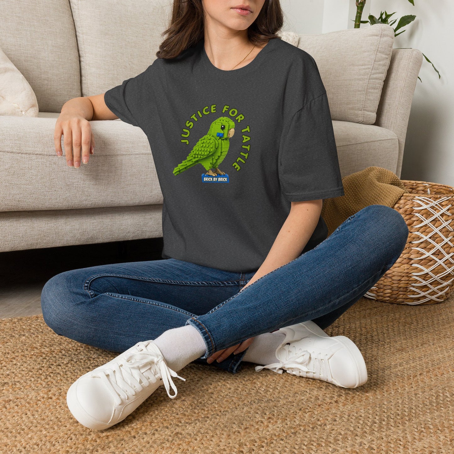 Justice for Tattle | Brick By Brick Parakeet T-Shirt | Support Small Business