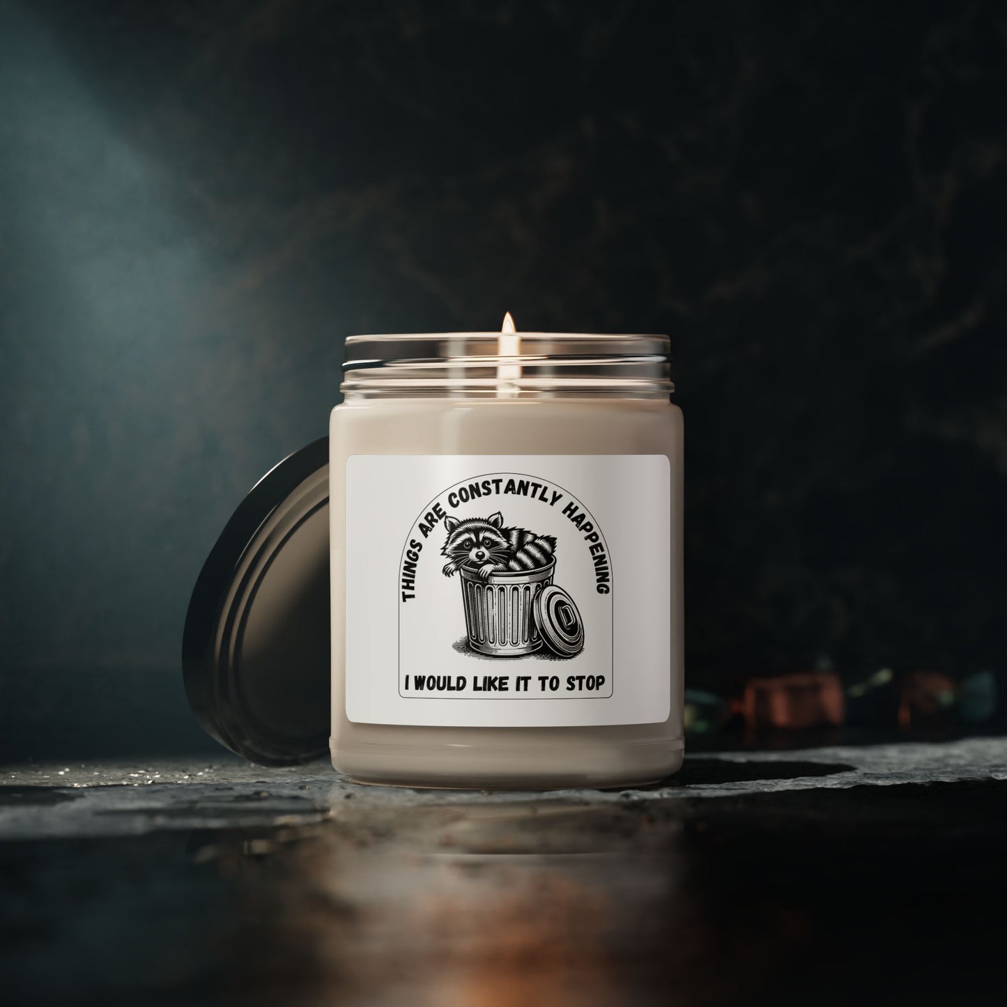 Funny Racoon Soy Candle — Things Are Constantly Happening