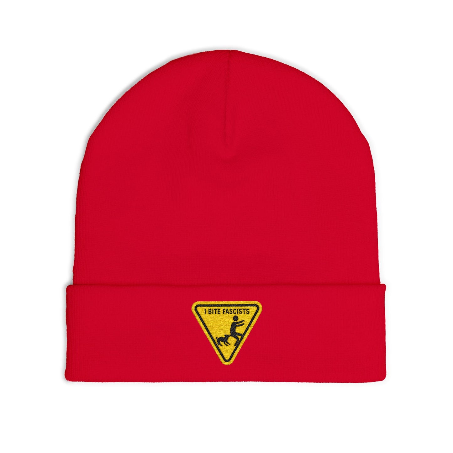 Anti-Fascist Embroidered Knit Beanie | I Bite Fascists