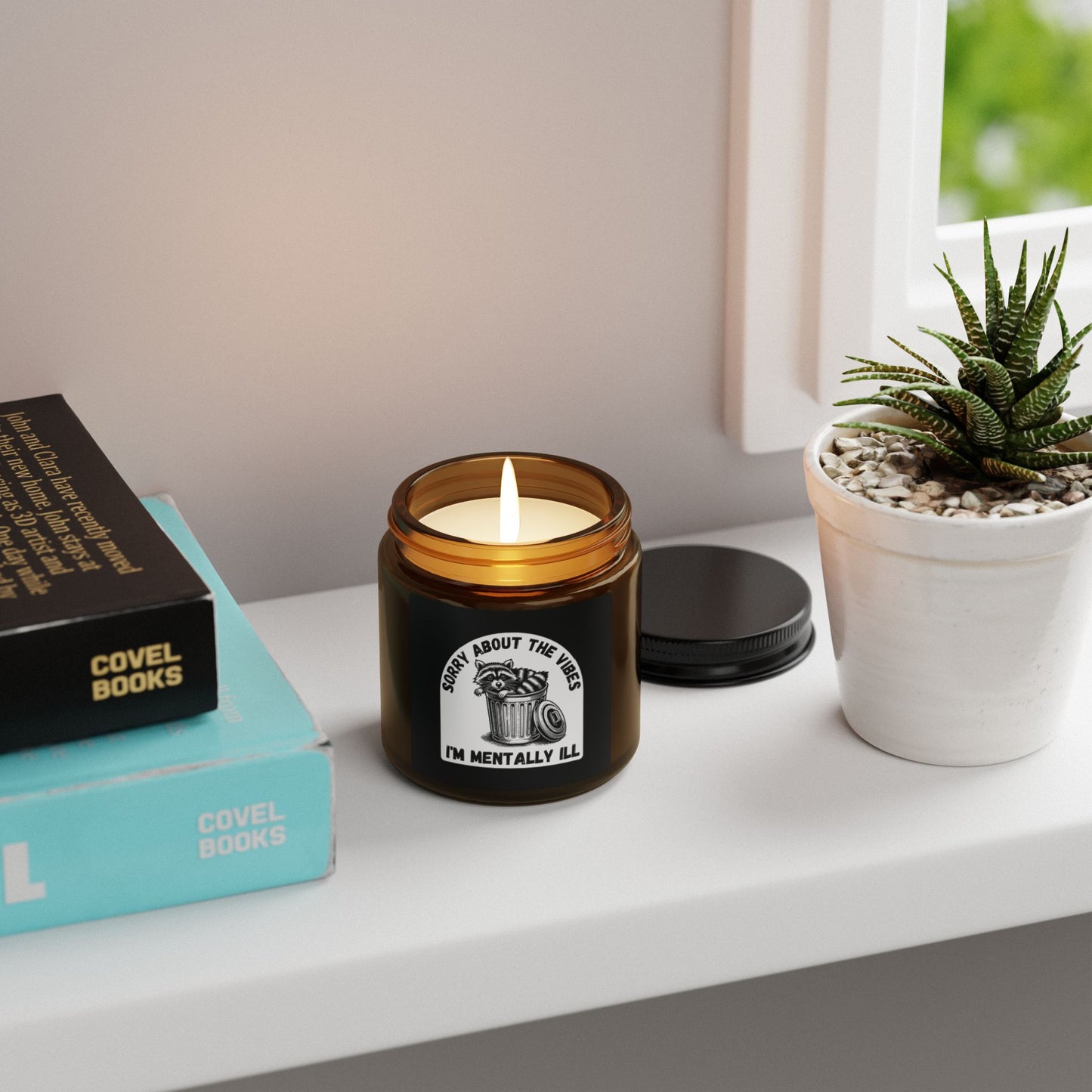 Funny Racoon Scented Soy Candle — Sorry About the Vibes I’m Mentally Ill