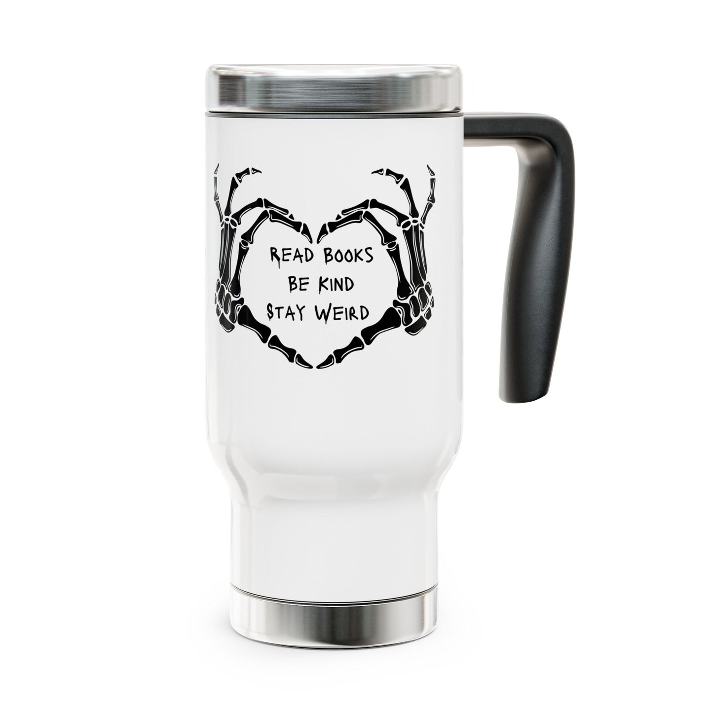 Weird Book Lover Travel Mug with Handle, 14oz