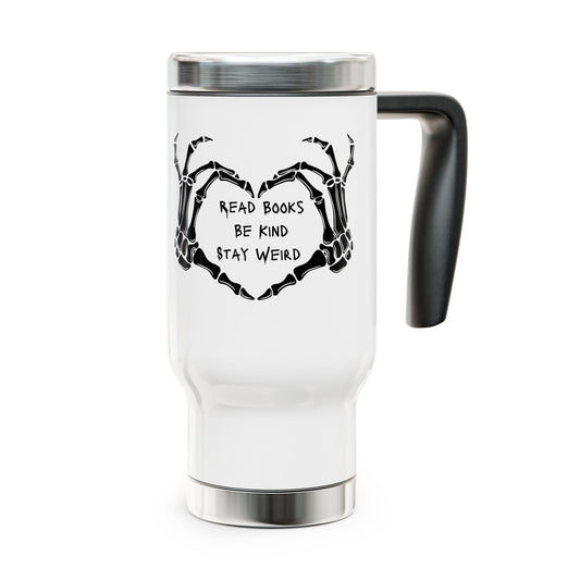 Weird Book Lover Travel Mug with Handle, 14oz