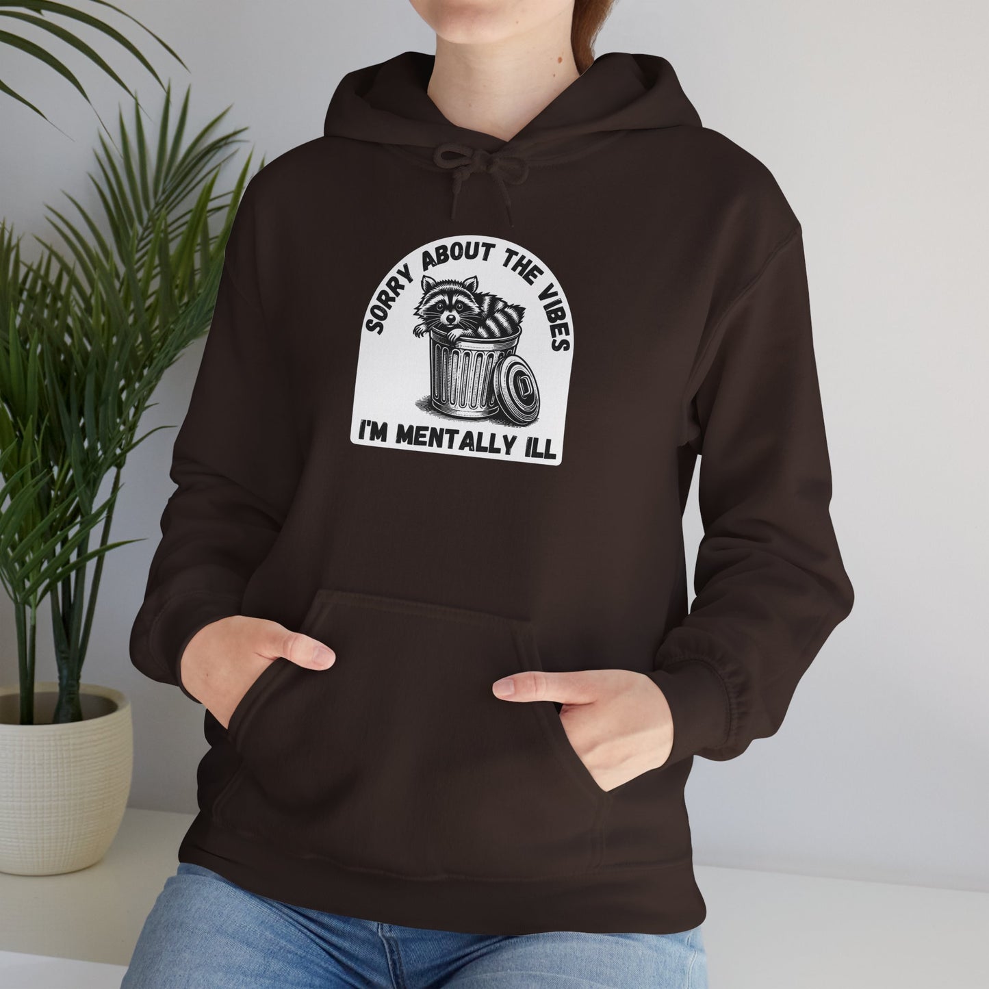 Funny Racoon Hoodie — Sorry About the Vibes, I'm Mentally Ill