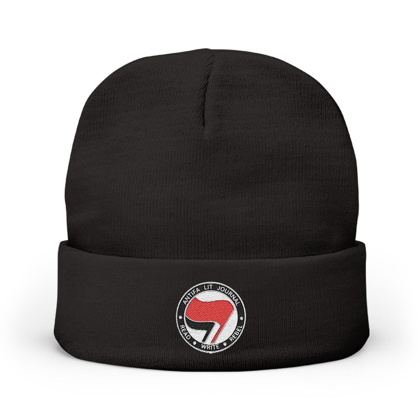 Antifa Lit Journal Embroidered Knit Beanie