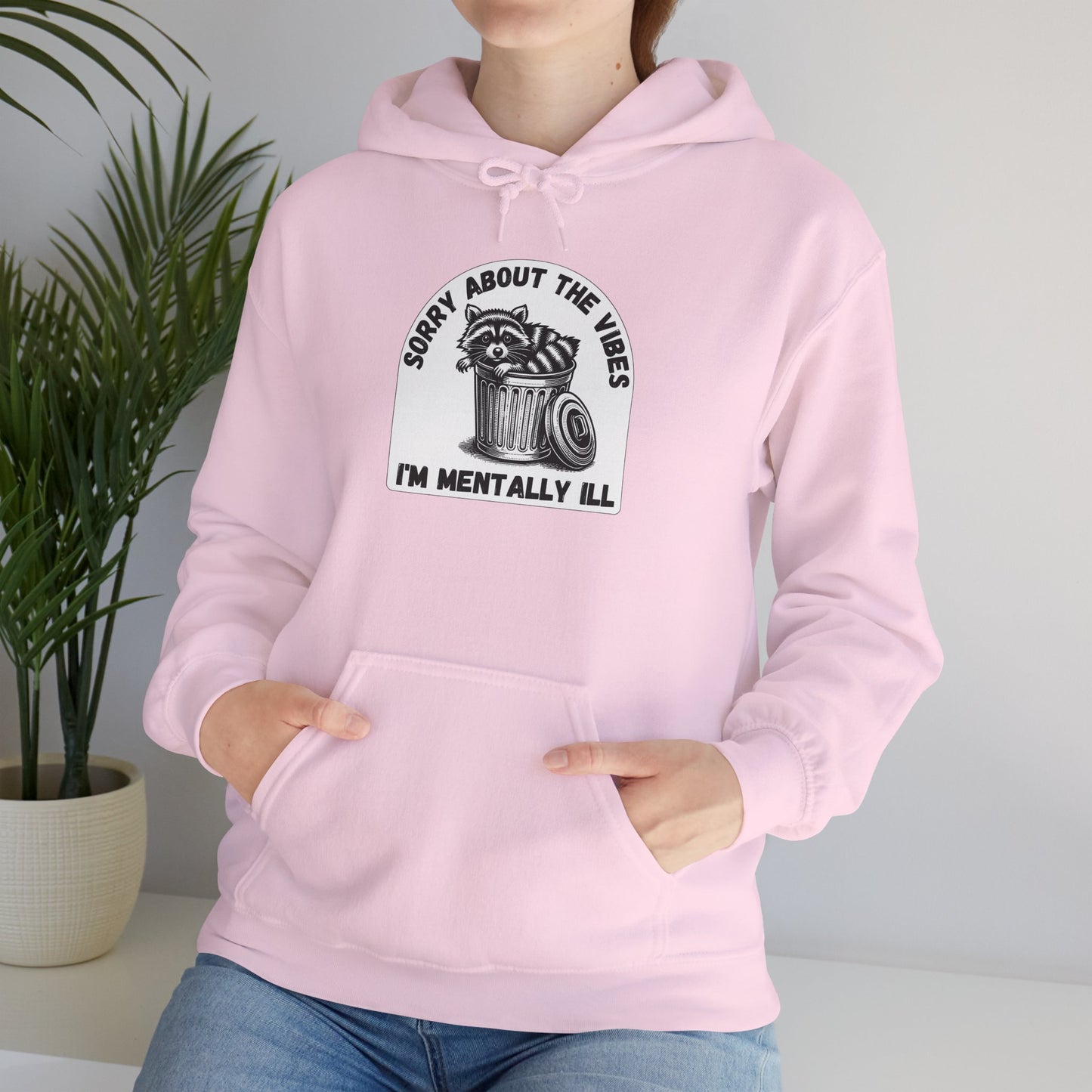 Funny Racoon Hoodie — Sorry About the Vibes, I'm Mentally Ill