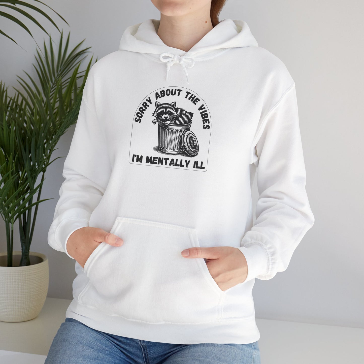 Funny Racoon Hoodie — Sorry About the Vibes, I'm Mentally Ill