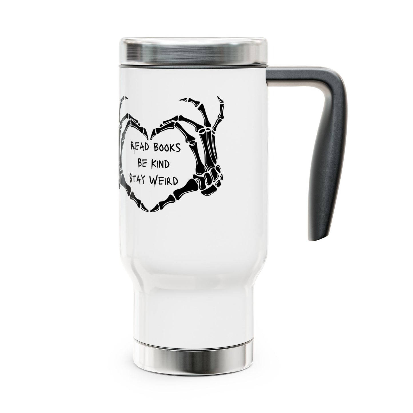 Weird Book Lover Travel Mug with Handle, 14oz