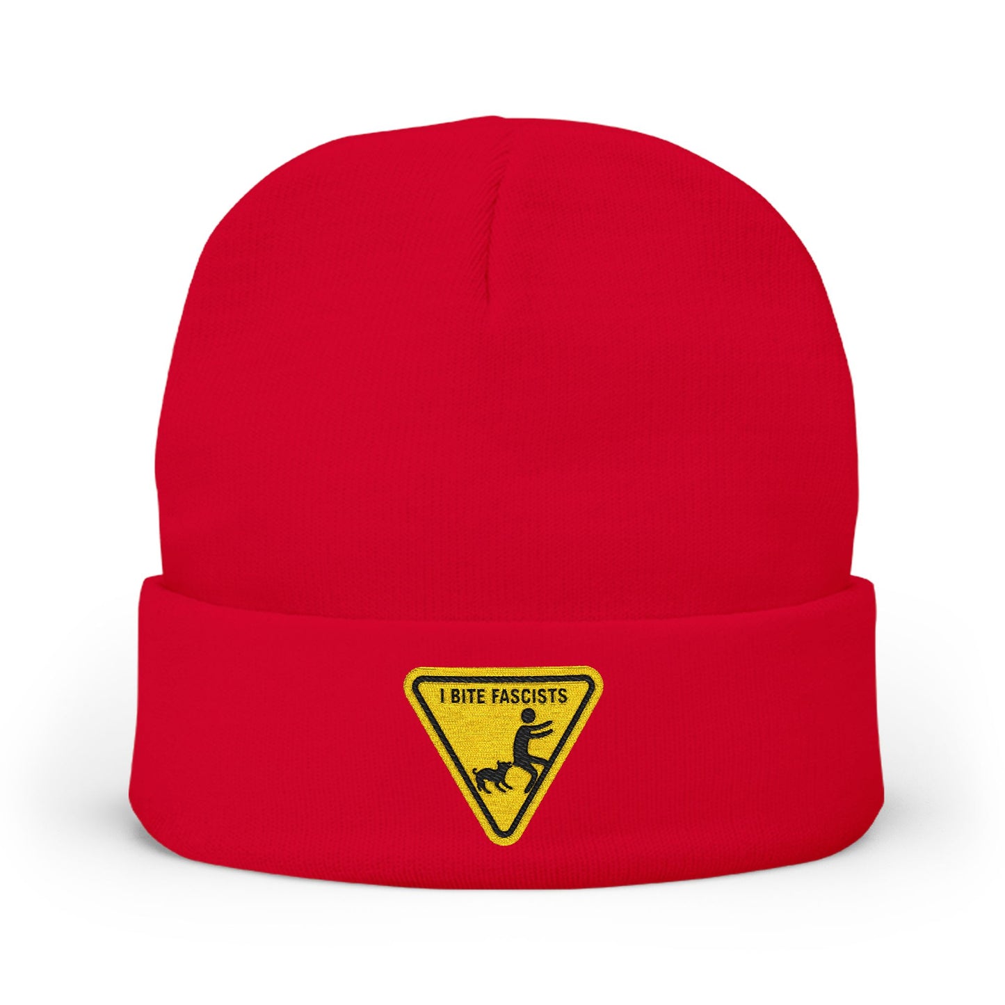 Anti-Fascist Embroidered Knit Beanie | I Bite Fascists