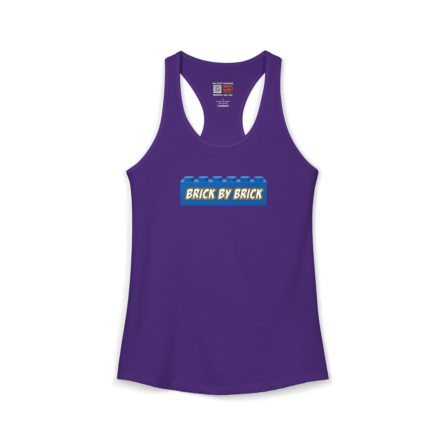Brick By Brick Graphic Racerback Tank | Seeking Justice. Demanding Accountability.