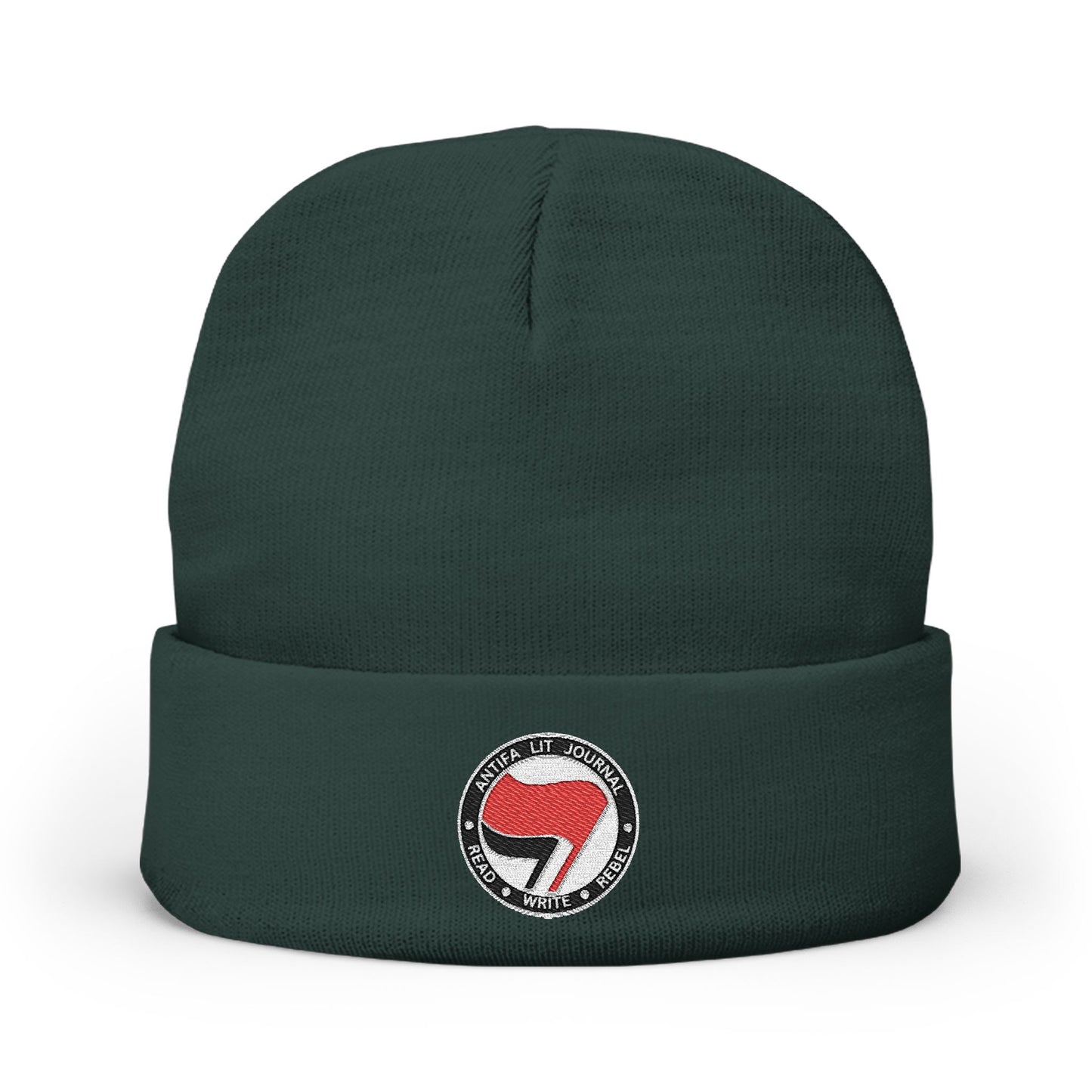 Antifa Lit Journal Embroidered Knit Beanie