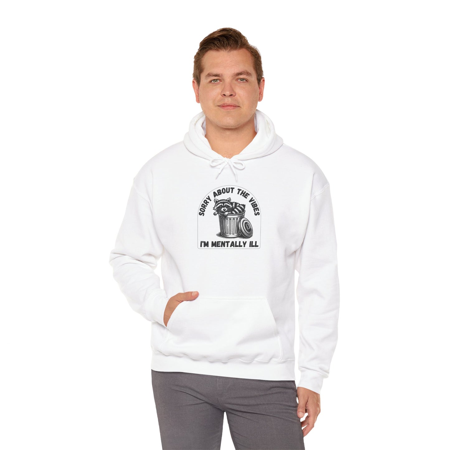 Funny Racoon Hoodie — Sorry About the Vibes, I'm Mentally Ill